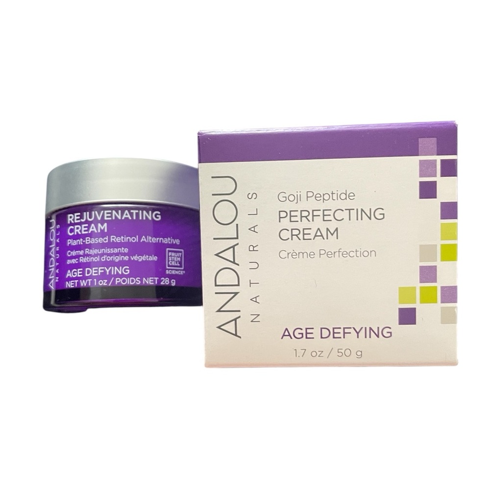 Andalou Naturals Rejuvenating Cream 1 oz Perfecting Cream 1.7 oz Peptide Retinol